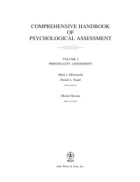 Cover image: Comprehensive Handbook of Psychological Assessment, Volume 2: Personality Assessment 1st edition 9780471416128