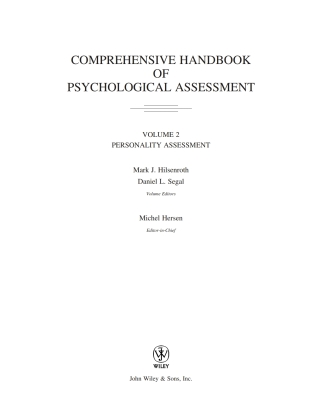 Cover image: Comprehensive Handbook of Psychological Assessment, Volume 2 1st edition 9780471416128