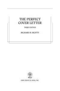 Cover image: The Perfect Cover Letter 3rd edition 9780471473749