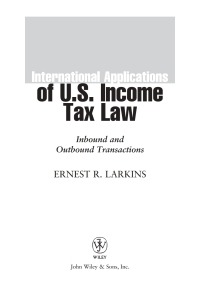 Cover image: International Applications of U.S. Income Tax Law 1st edition 9780471464495