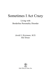 Imagen de portada: Sometimes I Act Crazy 1st edition 9780471792147