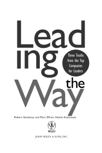 Imagen de portada: Leading the Way: Three Truths from the Top Companies for Leaders 1st edition 9780471483014