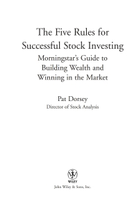 Imagen de portada: The Five Rules for Successful Stock Investing: Morningstar's Guide to Building Wealth and Winning in the Market 1st edition 9780471686170