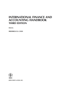 Cover image: International Finance and Accounting Handbook 3rd edition 9780471229216