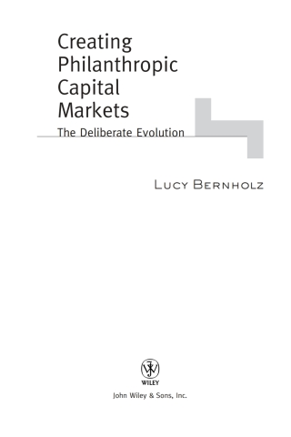 Cover image: Creating Philanthropic Capital Markets 1st edition 9780471448525