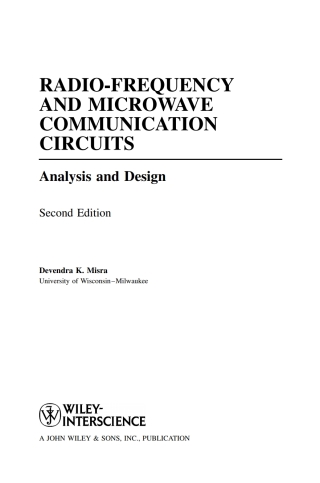 Imagen de portada: Radio-Frequency and Microwave Communication Circuits 2nd edition 9780471478737