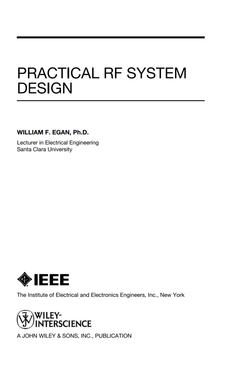 Practical RF System Design 1st Edition