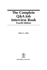 Imagen de portada: The Complete Q&A Job Interview Book, 4th Edition 4th edition 9780471651253