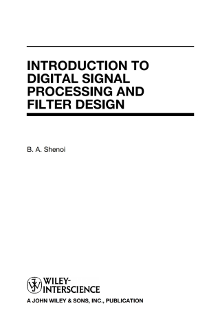 صورة الغلاف: Introduction to Digital Signal Processing and Filter Design 1st edition 9780471464822