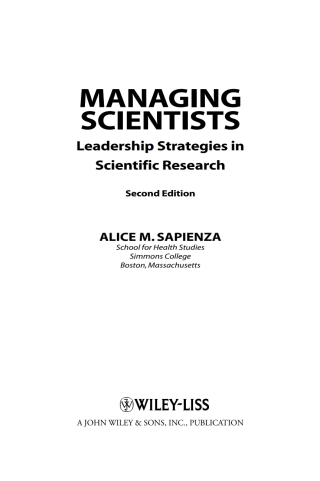 Imagen de portada: Managing Scientists 2nd edition 9780471226147