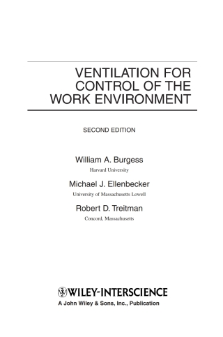 Cover image: Ventilation for Control of the Work Environment 2nd edition 9780471095323