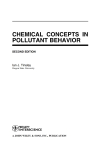 Cover image: Chemical Concepts in Pollutant Behavior 2nd edition 9780471095255