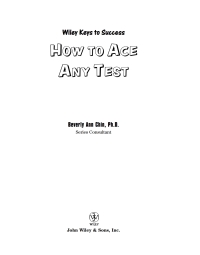 Imagen de portada: How to Ace Any Test 1st edition 9780471431565