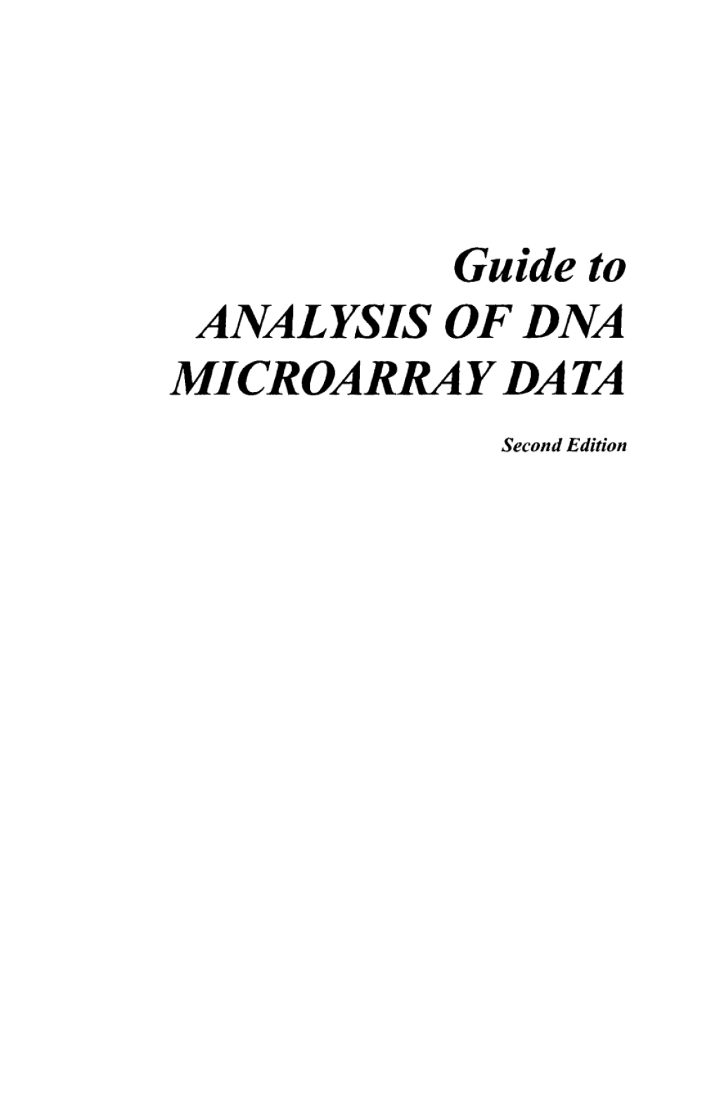 Guide to Analysis of DNA Microarray Data 2nd Edition