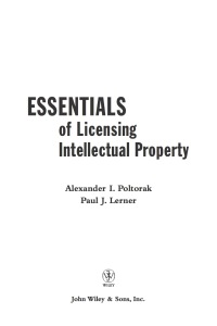 Cover image: Essentials of Licensing Intellectual Property 1st edition 9780471432333