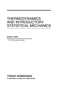 Cover image: Thermodynamics and Introductory Statistical Mechanics 1st edition 9780471474593