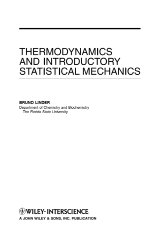 Imagen de portada: Thermodynamics and Introductory Statistical Mechanics 1st edition 9780471474593