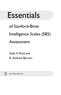 Cover image: Essentials of Stanford-Binet Intelligence Scales (SB5) Assessment 1st edition 9780471224044