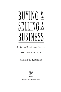 Cover image: Buying and Selling a Business 2nd edition 9780471657026