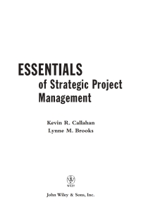 Cover image: Essentials of Strategic Project Management 1st edition 9780471649854