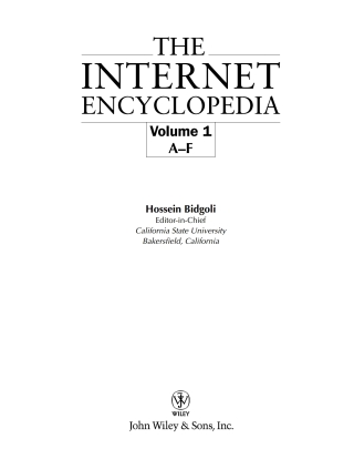 Cover image: The Internet Encyclopedia, Volume 1 (A - F) 1st edition 9780471222026