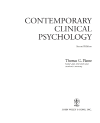 Cover image: Contemporary Clinical Psychology 2nd edition 9780471472766