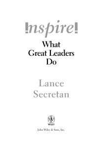 Imagen de portada: Inspire! What Great Leaders Do 1st edition 9780471648826