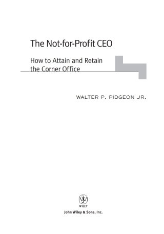 Cover image: The Not-for-Profit CEO 1st edition 9780471648758