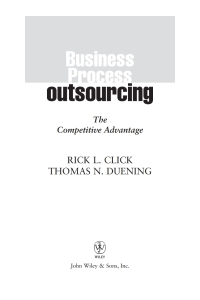 Cover image: Business Process Outsourcing: The Competitive Advantage 1st edition 9780471655770