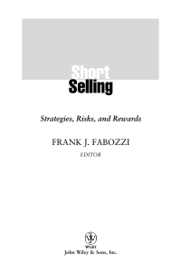 Cover image: Short Selling 1st edition 9780471660200