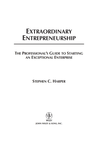 Cover image: Extraordinary Entrepreneurship 1st edition 9780470087275