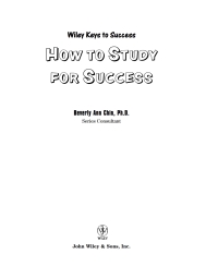Cover image: How to Study for Success 1st edition 9780471431558