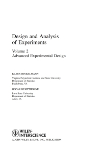 Imagen de portada: Design and Analysis of Experiments, Volume 2: Advanced Experimental Design 1st edition 9780471551775