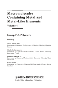 Imagen de portada: Macromolecules Containing Metal and Metal-Like Elements, Volume 4: Group IVA Polymers 1st edition 9780471682387