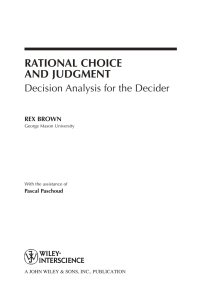 صورة الغلاف: Rational Choice and Judgment 1st edition 9780471202370