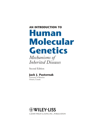 Cover image: An Introduction to Human Molecular Genetics 2nd edition 9780471474265