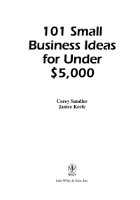 Cover image: 101 Small Business Ideas for Under $5000 1st edition 9780471692874