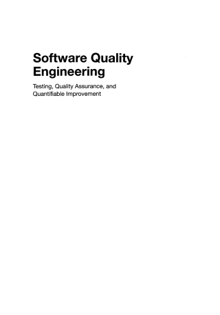 Imagen de portada: Software Quality Engineering 1st edition 9780471713456