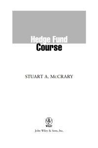 Cover image: Hedge Fund Course 1st edition 9780471671589