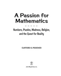 Cover image: A Passion for Mathematics 1st edition 9780471690986