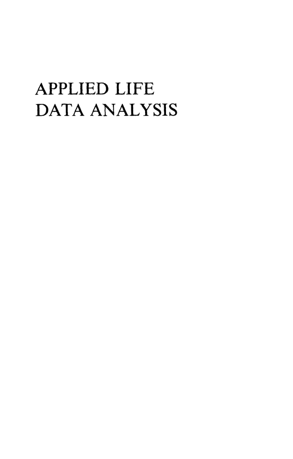 Applied Life Data Analysis 1st Edition