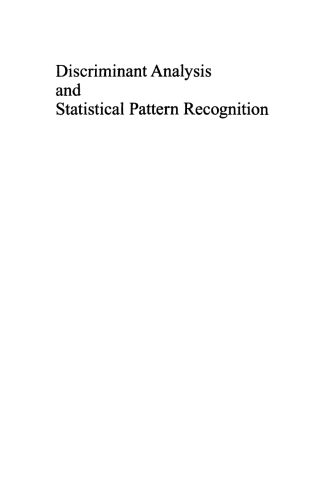 Imagen de portada: Discriminant Analysis and Statistical Pattern Recognition 1st edition 9780471691150