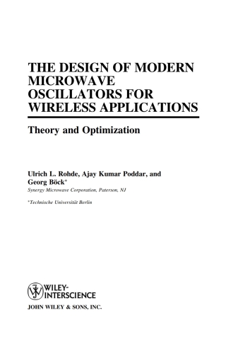 صورة الغلاف: The Design of Modern Microwave Oscillators for Wireless Applications 1st edition 9780471723424