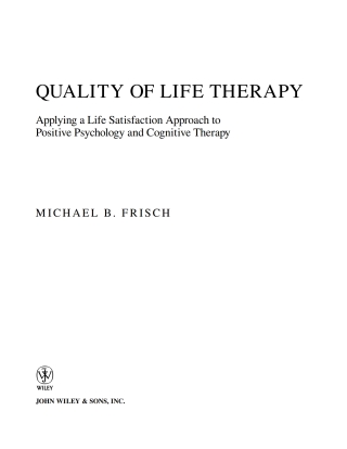 Cover image: Quality of Life Therapy 1st edition 9780471213512