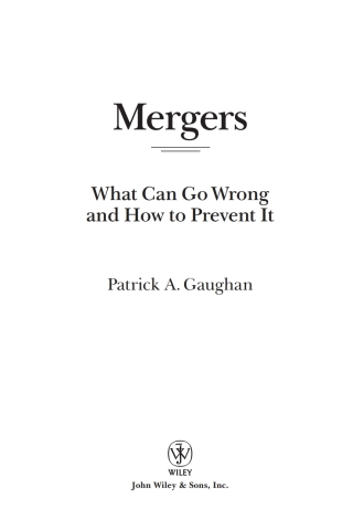 表紙画像: Mergers 1st edition 9780471419006