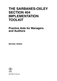 Imagen de portada: The Sarbanes-Oxley Section 404 Implementation Toolkit 1st edition 9780471712251