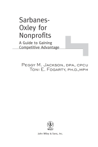 Cover image: Sarbanes-Oxley for Nonprofits 1st edition 9780471697886