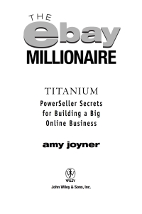 Imagen de portada: The eBay Millionaire 1st edition 9780471712169