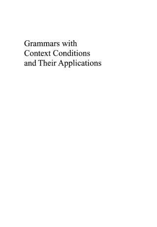 Cover image: Grammars with Context Conditions and Their Applications 1st edition 9780471718314