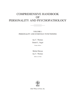 Imagen de portada: Comprehensive Handbook of Personality and Psychopathology, Personality and Everyday Functioning 1st edition 9780471488378